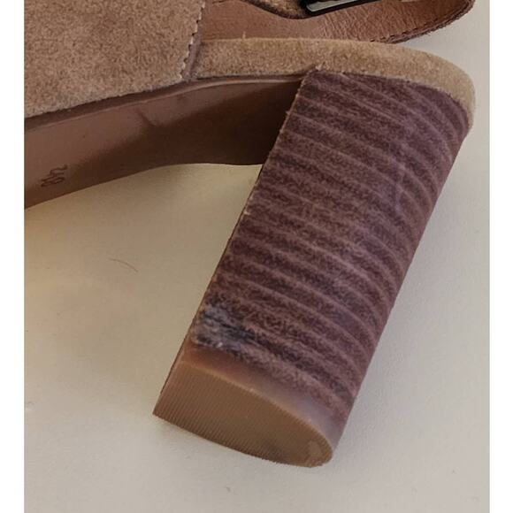 Madewell Cary Peep Toe Suede Heeled Boot Sandal Faded Birch Tan Size 8.5 - Picture 8 of 8